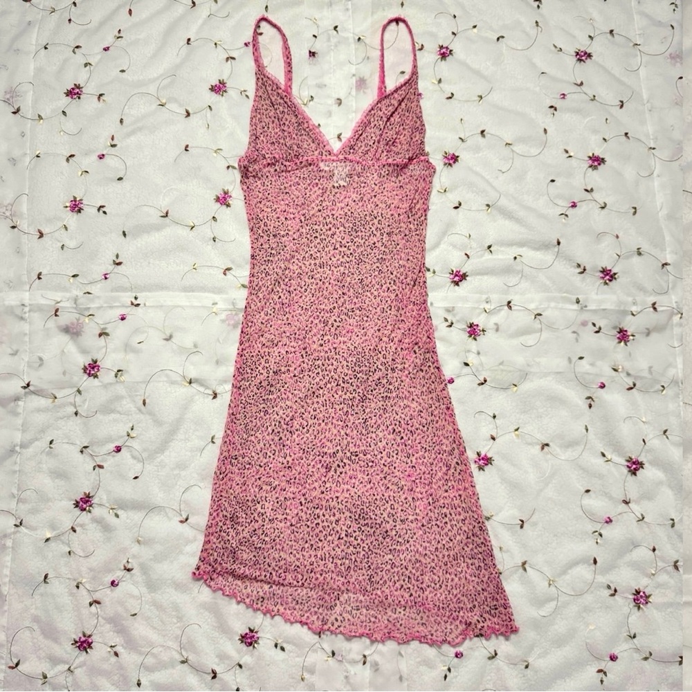 Vintage Silk Micro Mesh Leopard Slip Dress